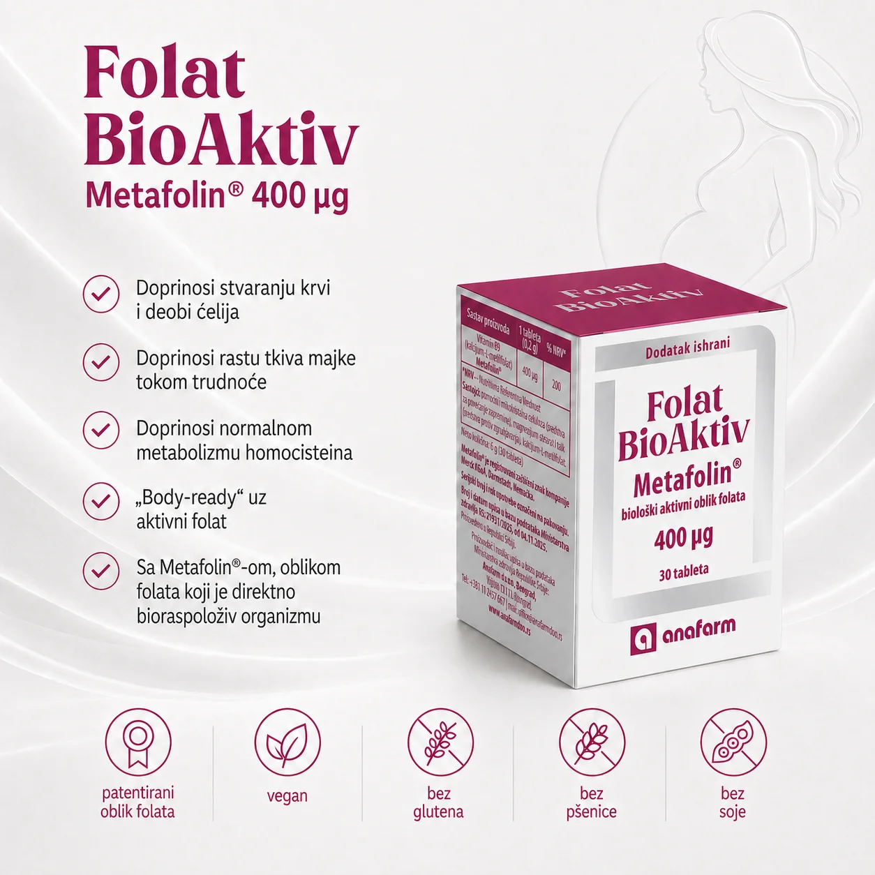 Folat BioAktiv Metafolin® 400 µg - Slika 2